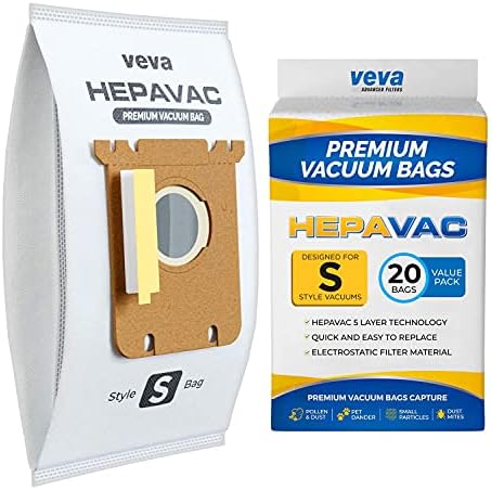 Вакуум-филтър на пакети от премиум-клас VEVA 20 Pack Тип EL202F S-bags Съвместима със серии Electrolux EL6985, EL6988, EL6989,