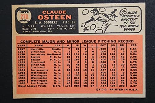 Бейзболна картичка Claude Osteen Dodgers 1966 Topps 270 С автограф от JSA