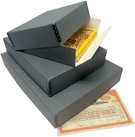Lineco, Синьо-сиво Сгъваеми Предни Архивния кутия за съхранение на 8x10 с Метален край. Не съдържа киселини,