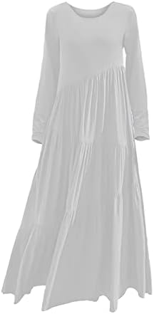 Летни рокли Ailezt за Жени 2023, Дамски Ежедневни Пола Свободно Намаляване с дълъг ръкав, Кръгло деколте и Гащеризон