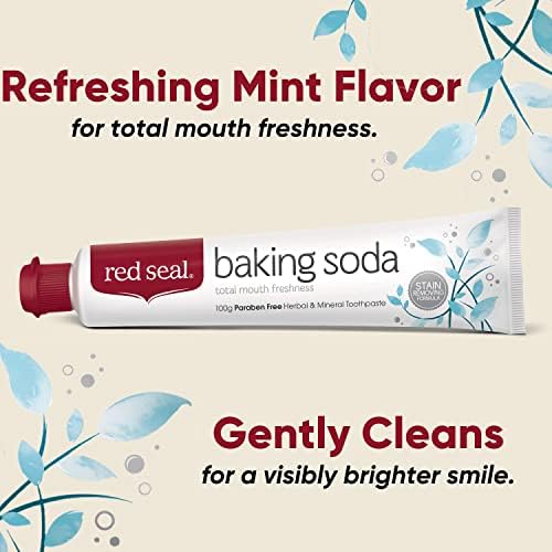 Паста за зъби със сода за хляб Red Seal – Неутрализира киселина плака, Подхранва, предпазва зъбите и венците по естествен начин и почиства, като усмивка забележимо по-я