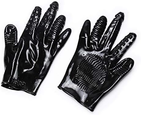 БДСМ Възрастни Черни Ръкавици от PVC с Окачване с Противоударными Ръкавици на Средния Пръст, Забавни Секс Играчки