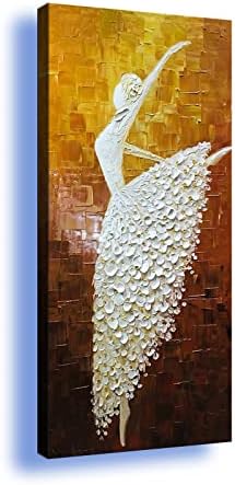 Ръчно рисувани Голяма Абстрактна Балерина Живопис с маслени бои 3D Цвете Дебела Текстурирани Художествена Палитра за балет Ножове За рисуване, Платно Стенно Изкус?