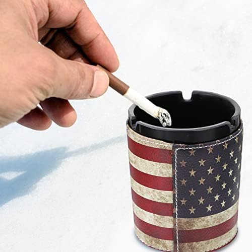 VORCOOL Цигари в Пепелника с Изображение на Знамето на САЩ, Контейнер За Бездымной Сигарной Пепел, Настолен Пепелник,