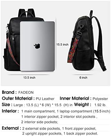 FADEON Раница за лаптоп, Портфейл за жени, Модни Дамски чанта през рамо от изкуствена кожа и чанта-тоут, Чантата през