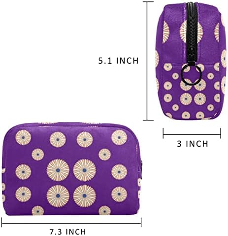 TBOUOBT Козметични чанти, козметични Чанти за жени, Малки Пътни Чанти за Грим, лилаво цвете-хризантема и маргаритки
