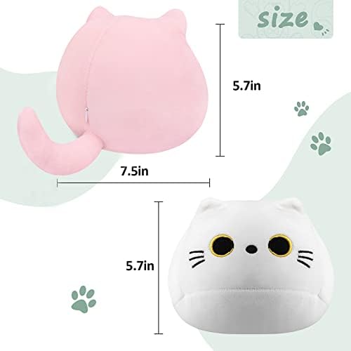 Благоприятно началото на Сладко розово-бяла Комбинирана Плюшен играчка за котки - Меки и надуваеми Меки играчки за котки и