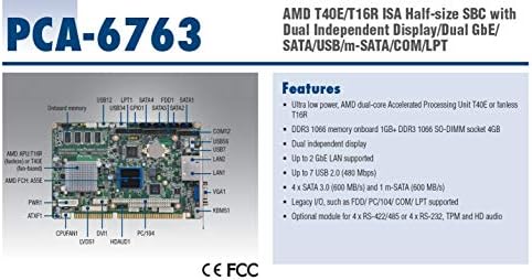 AMD T40E/T16R ISA SBC Половин размер с два независими дисплей /Двойна GbE / SATA/ USB / m-SATA / COM /LPT