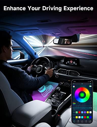 LSENLTY Многоцветное Осветление на купето на автомобила, Интелигентна автомобилни led светлини RGBIC с управление чрез приложение,