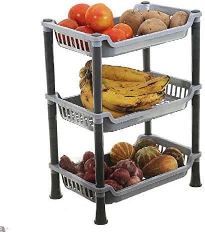Пластмасови 3-слойная универсална кухненска количка за съхранение на Kuber Industries (сив) - CTKTC030660