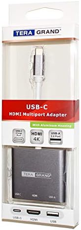 Многопортовый адаптер Тера Grand USB-C-HDMI и USB 3.0 A Female USB-C PD 3.0, Сив