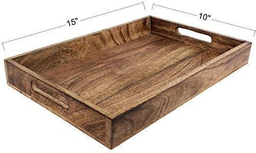 Класически Дървен Поднос Ръчно изработени GoCraft Среден размер | Поднос за Сервиране Кухненски Аксесоари - 15
