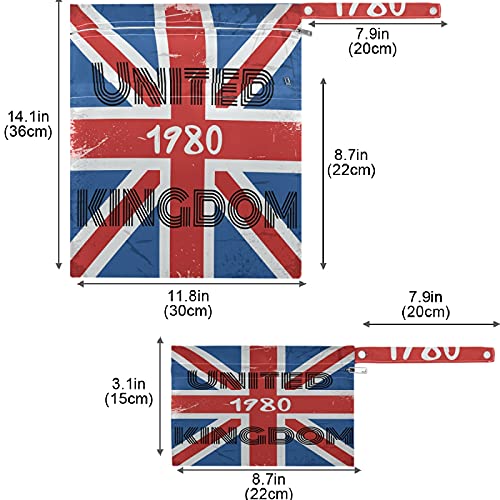 visesunny Знаме на Обединеното Кралство, 1980, 2 бр., Влажна Чанта с Джобове с цип, Моющаяся Множество Голям Чанта