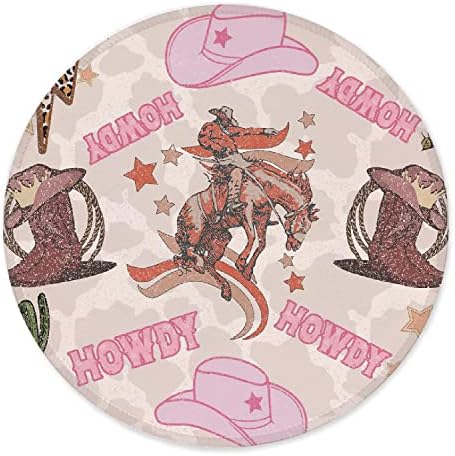 Znzd Ярко-Розова Подложка за мишка, в ковбойской шапка в стил Уестърн Хауди, 7,9 х 7,9 инча, Розово Чисто Подложки
