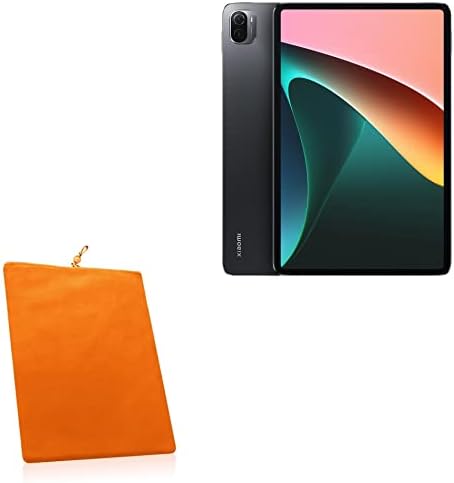Калъф BoxWave, който е Съвместим с Xiaomi Pad 5 (Case by BoxWave) - Кадифена торбичка, Мек Велюровый Текстилен калъф с завязками за Xiaomi Pad 5 - Ярко-оранжев