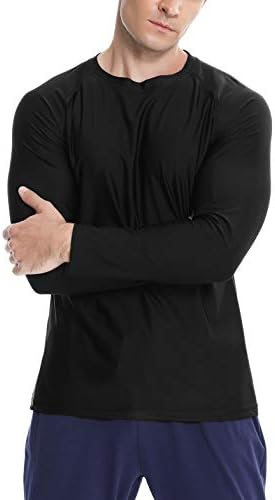 Sykooria 3 Опаковки Мъжки Тренировъчни тениски с дълъг ръкав UPF 50 + uv Защита и Слънцето, Лека Охлаждаща Бързосъхнеща Спортна риза