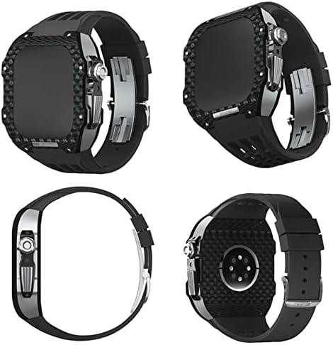Каишка от каучук за часа HOUCY с корпус от въглеродни влакна, който е съвместим с Apple Watch Series 8 7 44 45 мм, здрав Защитен