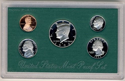 Набор от монети 1994 година с покритие Proof 5 в Оригиналната Правителствена опаковка Proof