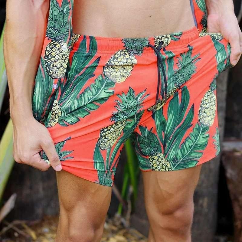 FEER Летни Мъжки комплекти с принтом, риза за почивка на плажа с къс ръкав и ревери, Ежедневни Панталони, Мъжки Хавайски