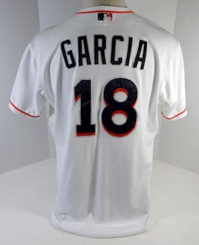 Маями Марлинс Гарсия #18 Използван в Играта Бяла Риза Extended Spring Training 489 - Използваните В играта тениски MLB