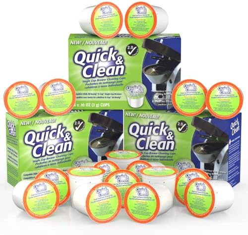 Почистващи чаши Quick & Clean в опаковка от 18 броя за перални машини Keurig - Съвместим с 2.0, за отстраняване на петна, не са токсични
