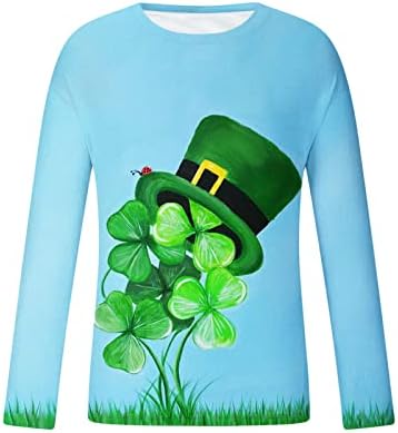 Мъжки t-shirt Св. Патрик Ирландски Облекло, тениски с дълъг ръкав на Детелина и Детелина, Скъпа Графичен Принт, Блуза С кръгло