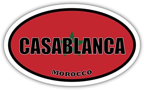 Флаг Мароко Казабланка Овални Стикер Vinyl Стикер На Бронята 3x5 инча