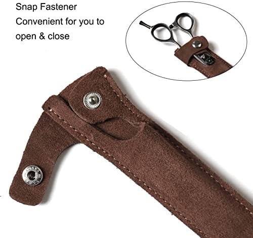 Чанта за ножица от естествена кожа, Защитна чанта За ножици за Стилист, Защитно покритие за фризьорски Ножици, Сабя, за стригане, опаковка от 2 (HJ-BHT01-Кафяв)