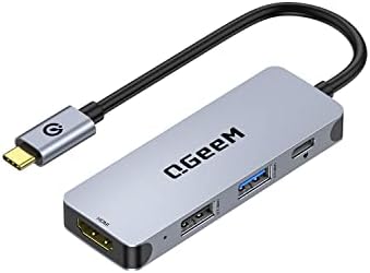Хъб USB C, Адаптер QGeeM 4-в-1 USB C-HDMI с 4K USB C-HDMI възел, мощност 100 W, USB 3.0, хъб Thunderbolt 3, съвместим с MacBook