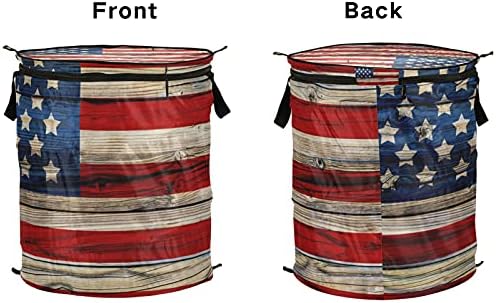 Стара Раскрашенная Кошница за дрехи с американския Флаг и с капак с цип, Сгъваема Кошница за дрехи С Дръжки, Сгъваема