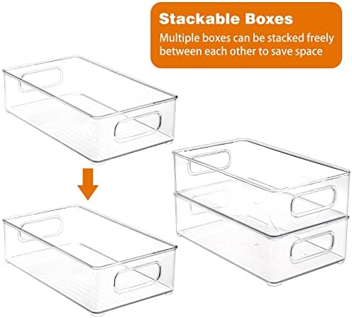 Пластмасов шкаф за килер Moretoes, 6 опаковки, Прозрачни Чекмеджета-Организаторите с Дръжки, Штабелируемые Прозрачни Чекмеджета