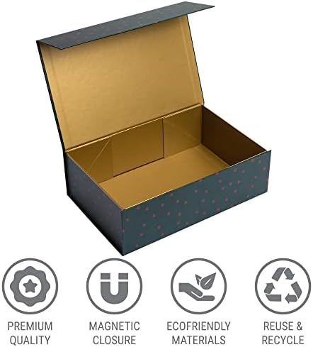 Магнитна подарък кутия Sorarto с капак | Луксозна Декоративна кутия в зелен грах за подаръци, предложения, подаръци и съхранение. На 11.5 x 7,5 x 3,5
