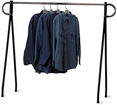 SSWBasics 60 x 60 см, черна хромирана стойка за дрехи с една релса