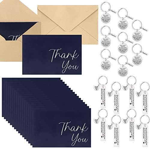 16 Комплекти Благодарственных подаръци Благодарност на служителите Тъмно Синьо Благодарствени картички с Конвертами