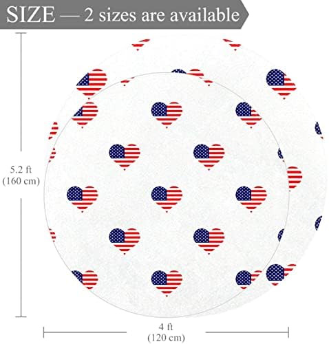 LLNSUPPLY Голям Размер на 4 Фута през Цялата Детски Игри Мат Love Heart с Изображение на Знамето на САЩ Подложка