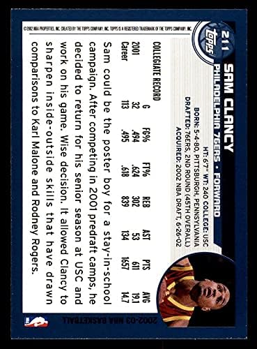 2002 Topps # 211 Сам Кланси Филаделфия 76-ърс (баскетболно карта) NM/MT 76ers USC