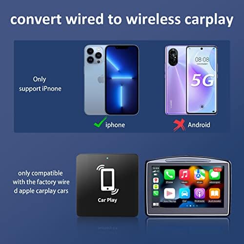 Безжичен Адаптер Carplay за OEM-Кабелна CarPlay Apple CarPlay Magic Box за iPhone Без забавяне Автоматично Свързване Plug и Play Вграден чип 5G и скорост на Wi-Fi 5 Ghz