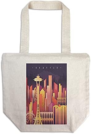 Фенер Press Сиатъл, Вашингтон, Неон Скайлайн (Множество чанта, изработена от памук)
