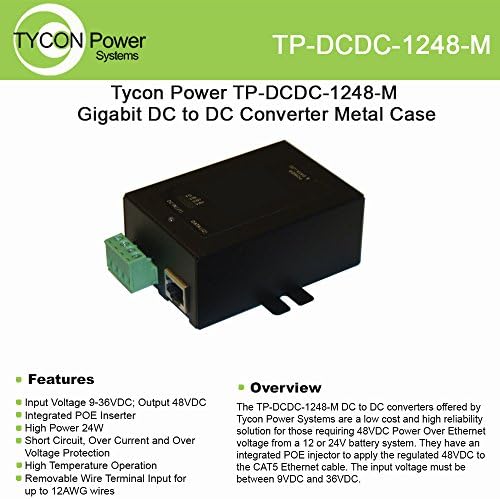Конвертор Tycon Systems TP-DCDC-1248-M 48V DC Out 24W DC постоянен ток и устройство за въвеждане на POE