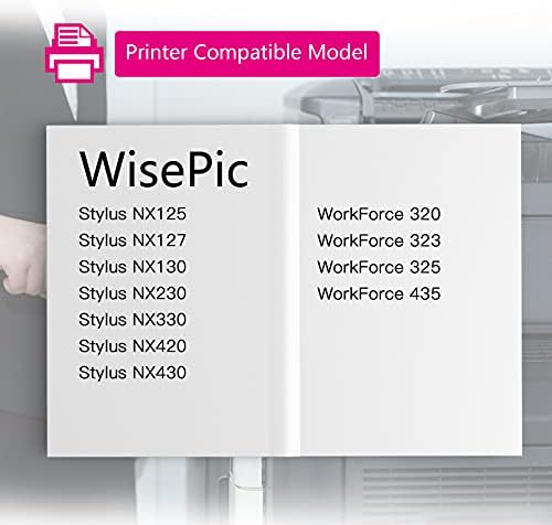Преносимото касета WisePic с възстановени мастило за Epson 124 T124 за използване с вашия принтер Workforce 435 320 323 325 Stylus NX420 NX430 NX230 NX330 NX125 NX127 NX130 NX125 NX130 (2 черни)