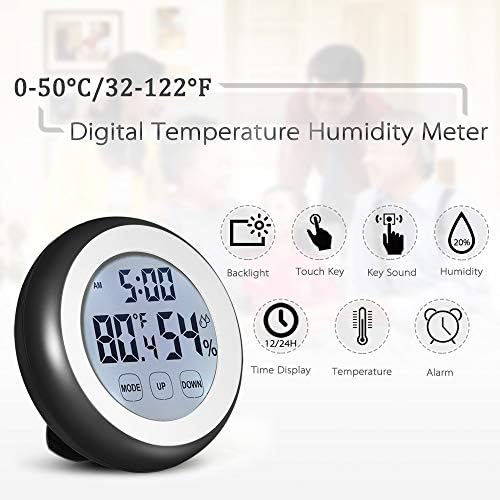 UXZDX CUJUX Цифров Термометър, Влагомер за Измерване на Температура и Влажност alarm clock Допир Клавиши с Подсветка Градуса