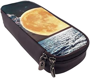Молив случай Ocean Луна, Голямата Голям Чанта за съхранение на химикалки, Държач, Кожен Органайзер за канцеларски принадлежности