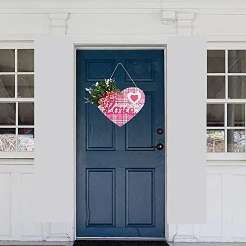Вратата Табела за Деня на Майката - Дървена Входна врата със Сърце, Подвесная Знак - Червено-Розово Стенни Табели с Надпис Любов,