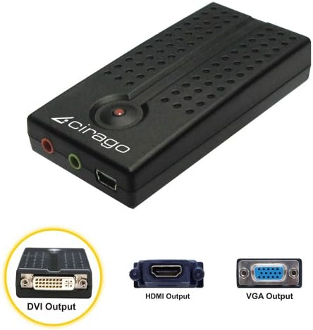 Дисплейный адаптер Cirago USB-DVI, HDMI и VGA за настолни компютри Mac и преносими компютри, Черно, (UDA1100)
