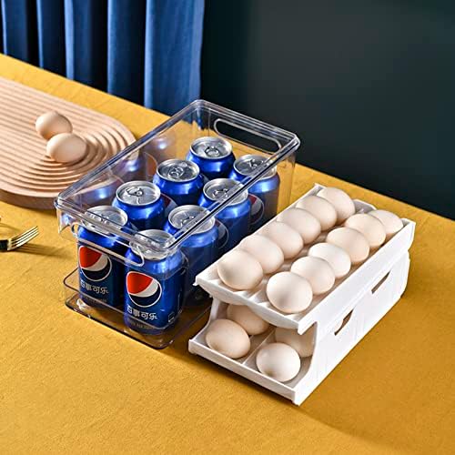 Държач за яйца количка за Хладилник, Двухколейный Контейнер За Съхранение на яйца с Голям Капацитет, Штабелируемый Хладилник,