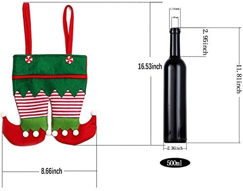 2 опаковане на Коледа Чанти за бонбони, Панталони Дядо Коледа, Коледното Чанти за Бутилки Червено Вино и Мезета, Преносими Подарък Кошница с дръжка