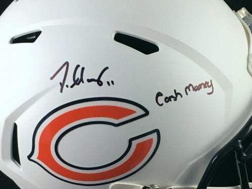 Подписан Дарнеллом Муни Chicago Bears Бяла пълен размер Каска Speed Rep Cash JSA - Студентски Каски С Автограф