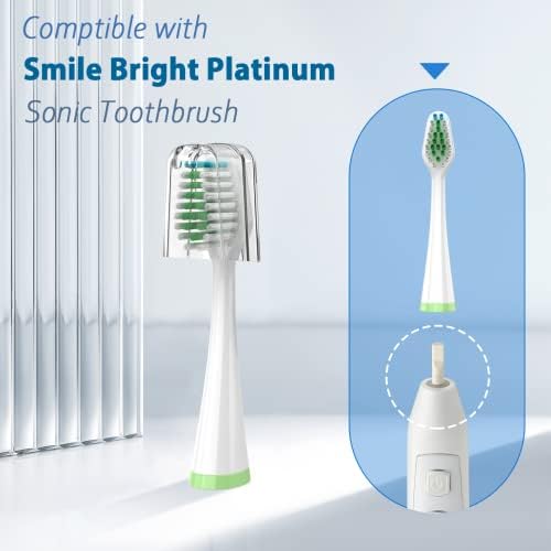 Сменяем Накрайник за електрическа четка за зъби Smile Bright Sonic Platinum, Мека Четина, 4 опаковки, с Капаци