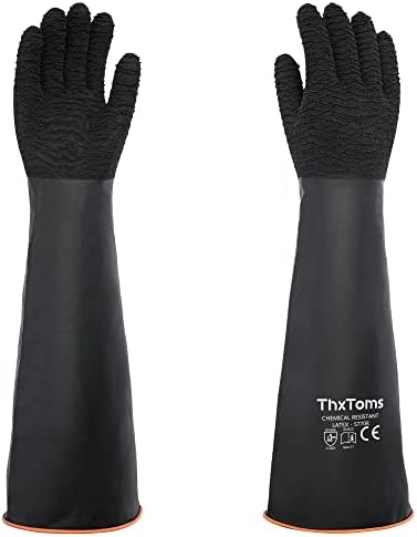 Заредете Гумени ръкавици ThxToms, Универсални латекс, химически устойчиви ръкавици, подобрен противоскользящий дизайн, меки и дебели, 18 инча, 1 чифт