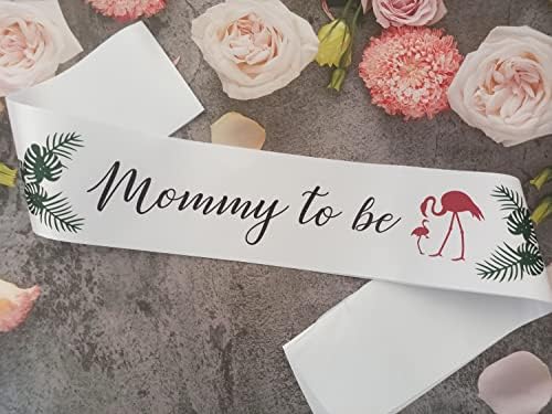 Колан за бъдещата майка за детски душ - Колан с фламинго и палмови листа за новата мама -Подарък, който е